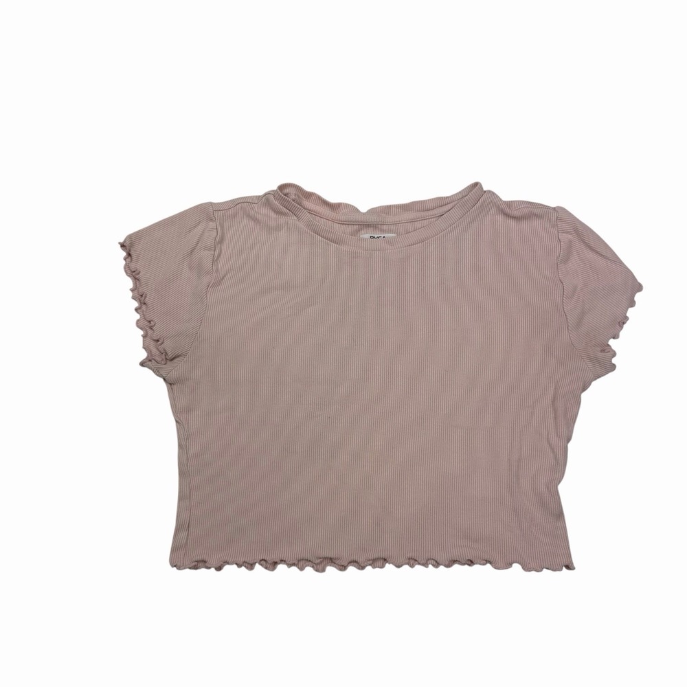 RVCA Women's Juniors Pink Lettuce Hem Crop Pink Top Size M 100% Cotton